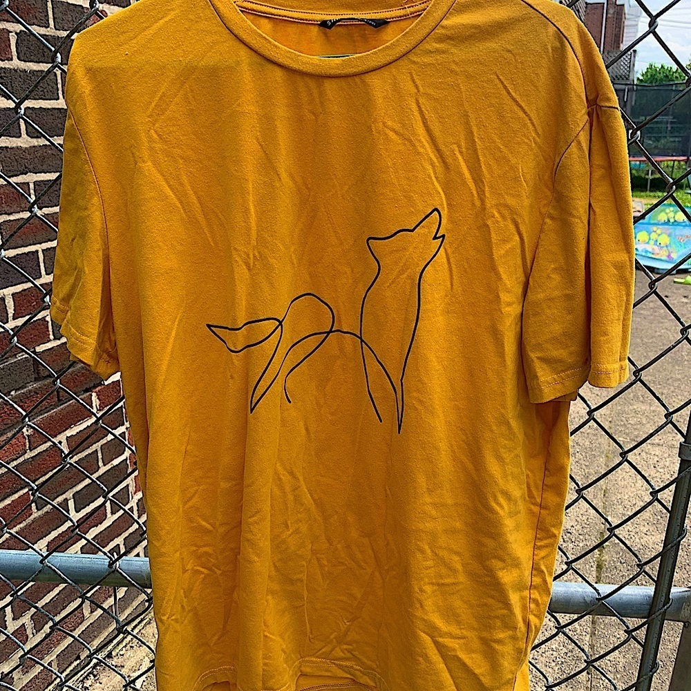 Cute trendy orange calligraphy Wolf print shirt